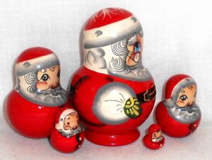 Santa fatty with glasses small nesting Doll Babooshki s