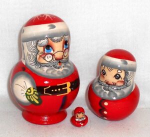Santa fatty with glasses small nesting Doll Babooshki s