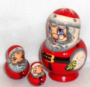 Santa fatty with glasses small nesting Doll Babooshki s