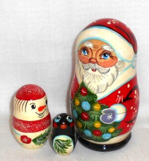 Santa with Xmas tree small nesting Doll Babooshki s