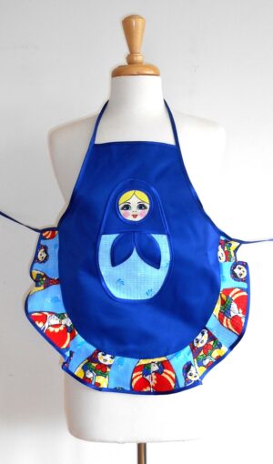 Kids Apron Blue Babushka   Babushka Matryoshka nesting Doll  Babooshki Babushkas
