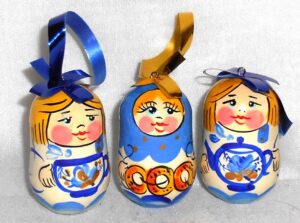 Christmas décor ‘Tea Party’ 7-set nesting Doll Babooshki s BOX SET
