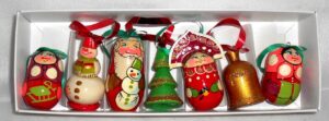 Christmas décor in red and gold 7-set   Babushka Matryoshka nesting Doll  Babooshki Babushkas BOX SET