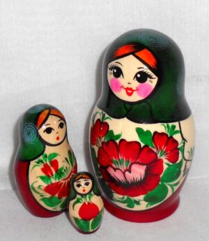 Kirov green scarf 6-set nesting Doll Babooshki s Classic Village Traditional