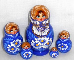 Varya in blue dress Babushka Matryoshka nesting Doll  Babooshki Babushkas