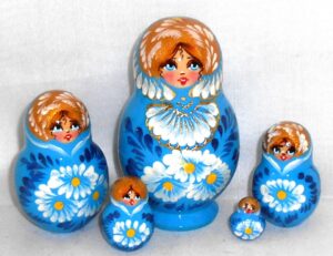 Varya in light blue dress Babushka Matryoshka nesting Doll  Babooshki Babushkas