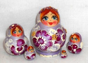 Marina in purple dress Babushka Matryoshka nesting Doll  Babooshki Babushkas