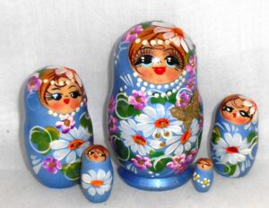 Klava with daisies and butterfly  Babushka Matryoshka nesting Doll  Babooshki Babushkas