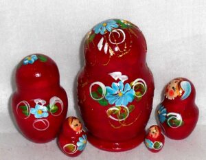 Klava in dark red dress nesting Doll Babooshki s