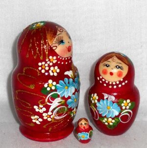 Klava in dark red dress nesting Doll Babooshki s