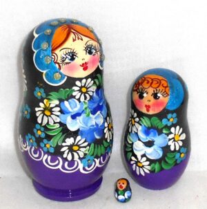 Nyura in black scarf violet dress nesting Doll Babooshki s
