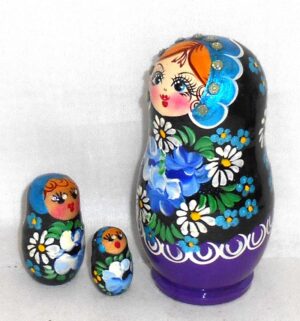 Nyura in black scarf violet dress nesting Doll Babooshki s