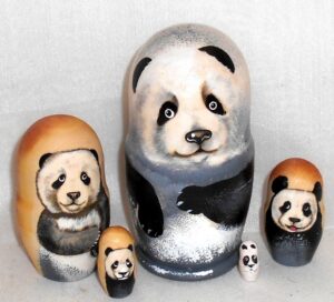 Funny Panda small Babushka Matryoshka nesting Doll Babooshki Babushkas