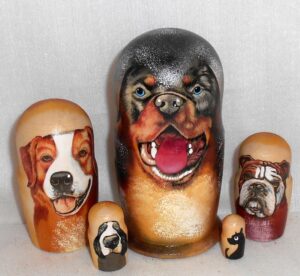 Dog Rottweiler small Babushka Matryoshka nesting Doll Babooshki Babushkas