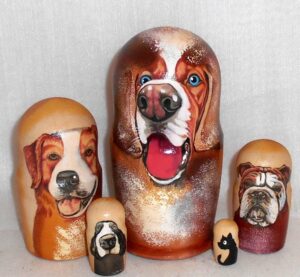Dog Saint Bernard small Babushka Matryoshka nesting Doll Babooshki Babushkas