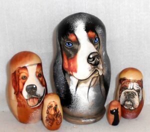 Dog Spaniel small Babushka Matryoshka nesting Doll Babooshki Babushkas
