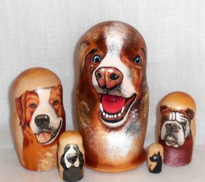 Dog Beagle  small Babushka Matryoshka nesting Doll Babooshki Babushkas