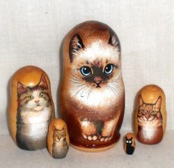 Cat Persian kitten small Babushka Matryoshka nesting Doll Babooshki Babushkas