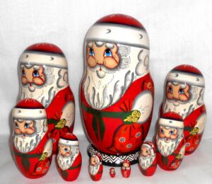 Huge Santa with Xmas sack 10-set nesting Doll Babooshki s