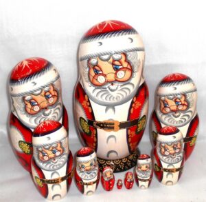Huge Santa with glasses 10-set Babushka Babushka Matryoshka nesting Doll Babooshki Babushkas
