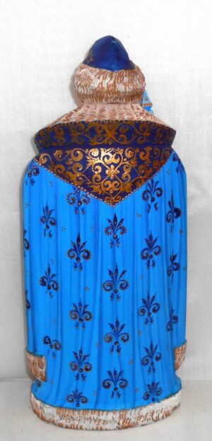 Father Frost in blue with Winter scene carved figure - 4