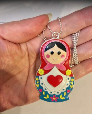 NECKLACE METAL WITH CHAIN nesting Doll Babooshki s