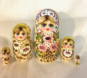 Milly Pink flowers 5 set Babushka Matryoshka nesting Doll Babooshki Babushkas