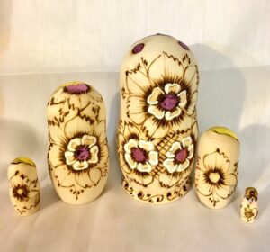Milly Pink flowers 5 set nesting Doll Babooshki s