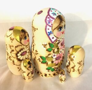 Milly Pink flowers 5 set nesting Doll Babooshki s