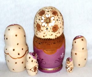 Vanessa in violet dress 5 set nesting Doll Babooshki s