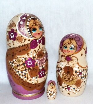 Vanessa in violet dress 5 set nesting Doll Babooshki s