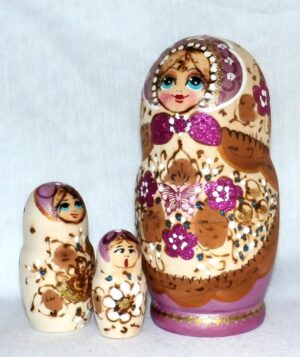 Vanessa in violet dress 5 set nesting Doll Babooshki s