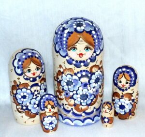 Vera dark blue dress 5 set Babushka Matryoshka nesting Doll Babooshki Babushkas