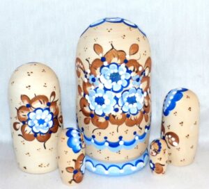 Vera in blue dress 5 set nesting Doll Babooshki s