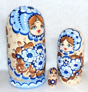 Vera in blue dress 5 set nesting Doll Babooshki s