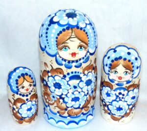 Vera in blue dress 5 set nesting Doll Babooshki s