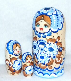 Vera in blue dress 5 set nesting Doll Babooshki s