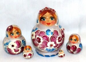 Marina in silver-blue dress Babushka Matryoshka nesting Doll  Babooshki Babushkas