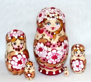 Vera in pink dress small 5 set Babushka Matryoshka nesting Doll Babooshki Babushkas