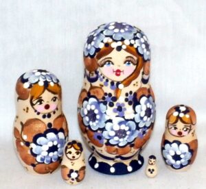 Vera in violet dress small 5 set Babushka Matryoshka nesting Doll Babooshki Babushkas