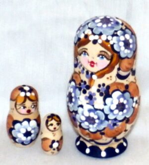 Vera in violet dress small 5 set nesting Doll Babooshki s
