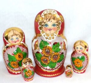 Helga with sunflowers Babushka Matryoshka nesting Doll Babooshki Babushkas