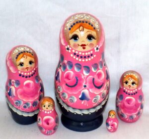 Klava in pink and blue Babushka Matryoshka nesting Doll Babooshki Babushkas