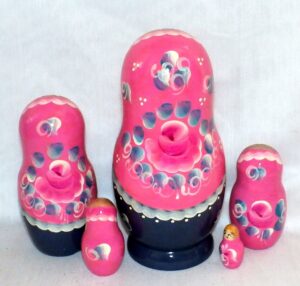 Klava in pink and blue nesting Doll Babooshki s