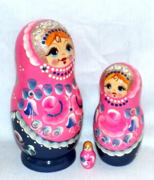 Klava in pink and blue nesting Doll Babooshki s