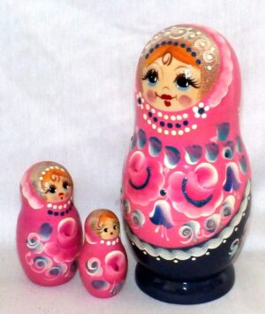 Klava in pink and blue nesting Doll Babooshki s