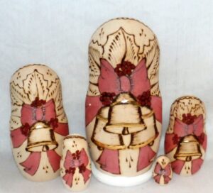 Girl and snowman winter scene nesting Doll Babooshki s