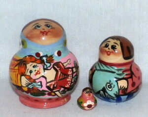 MINI Farmers family with a doll Mini Tiny nesting Doll Babooshki s