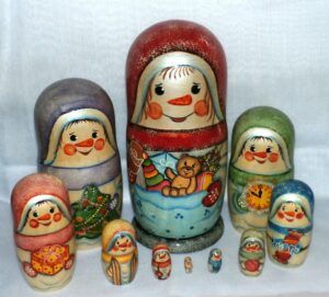 Snowman family huge 10-set Babushka Matryoshka nesting Doll Babooshki Babushkas