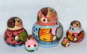 MINI Farmers family with rabbit Mini Tiny nesting Doll Babooshki s